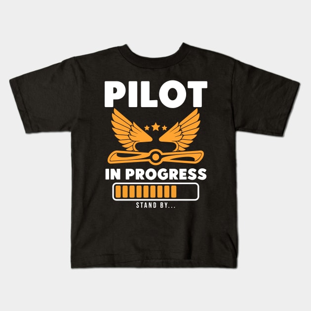 Pilot In Progress Kids T-Shirt by binding classroom